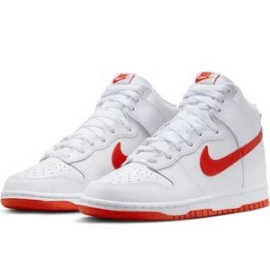 Nike Dunk High Retro in the "White Picante Red" colorway